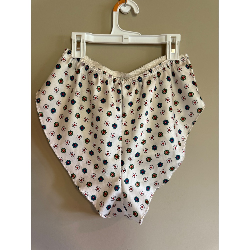 Vintage Teddy Silky Satin Camisole and Tap Shorts Set Medallion Print Large - Picture 5 of 8